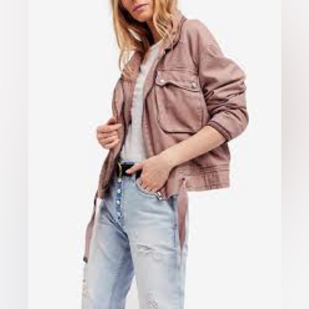 FREE PEOPLE FLIGHT LINE COTTON EMBROIDERED BOMBER JACKET | LARGE